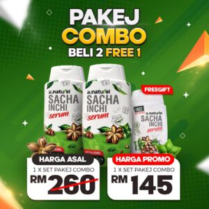 SACHA INCHI SERUM 2 BTL 120ML + 1 GLUCO SERUM 70ML PAKEJ COMBO