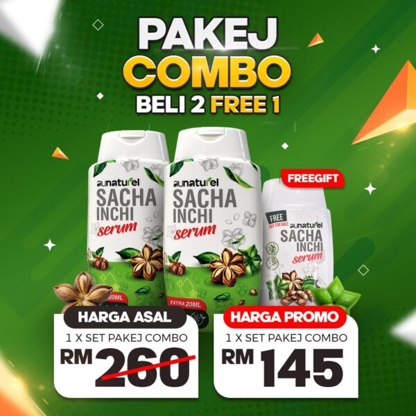SACHA INCHI SERUM 2 BTL 120ML + 1 GLUCO SERUM 70ML PAKEJ COMBO