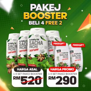SACHA INCHI SERUM 4 BTL 120ML + 2 GLUCO SERUM 70ML PAKEJ BOOSTER