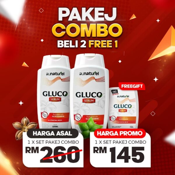 GLUCO SERUM 2 BTL 120ML + 1 GLUCO SERUM 70ML PAKEJ COMBO